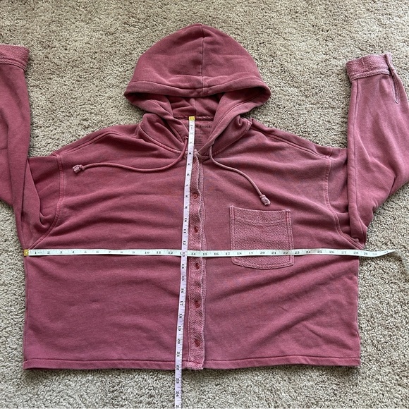 American Eagle Dusty Rose Pink Hooded Button-Up Shirt Size XL - Picture 11 of 12